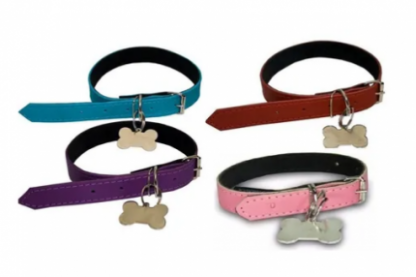 Coleira Para Cachorro Couro Pingente Osso Medio Grande Porte-6243