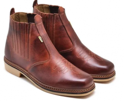 Botas Botinas F1000 Calçados Couro Legitimo Pinhão-N39 ao N44