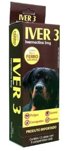 Iverdog 3mg p/ cães de 0 a 15kg